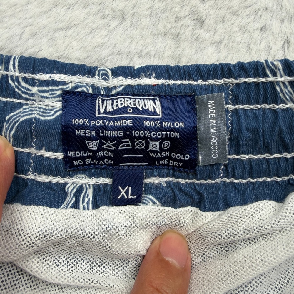 Vilebrequin Swim Trunks Mens XL Blue Floral Hawaiian Elastic Waist Drawstring - Picture 2 of 8